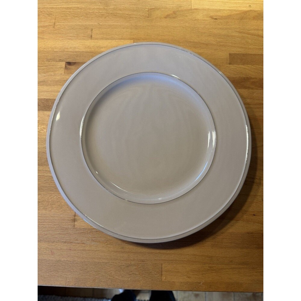 Sur La Table Dinner  Plates Set Of 2 Grey Shiny  Darker Grey Rim